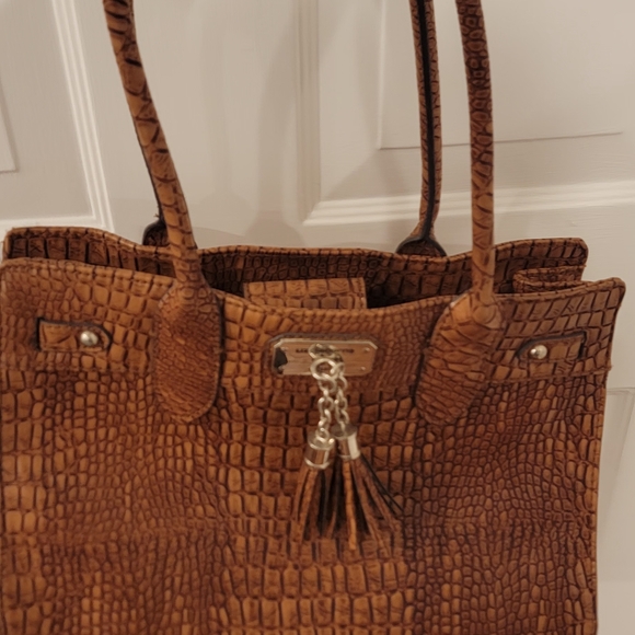 Liz Claiborne Handbags - Liz Claiborne Croc-Embossed Brown Tote